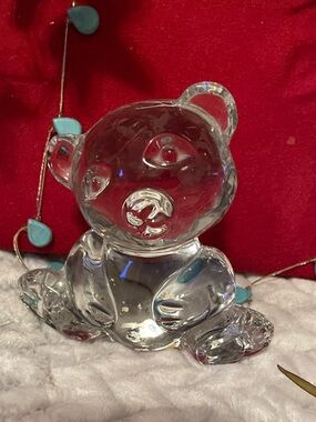 Art glass TEDDY BEAR FIGURINE PAPERWEIGHT Bleikristall 24% lead crystal WGermany